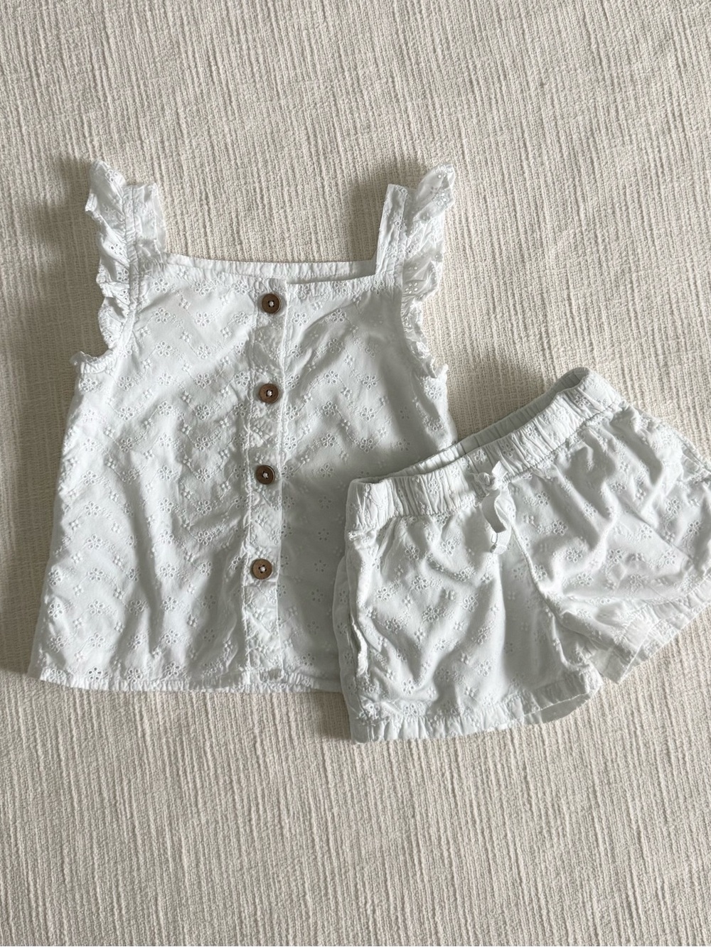 Cat & Jack White Eyelet Ruffle Tank Top and Shorts Set